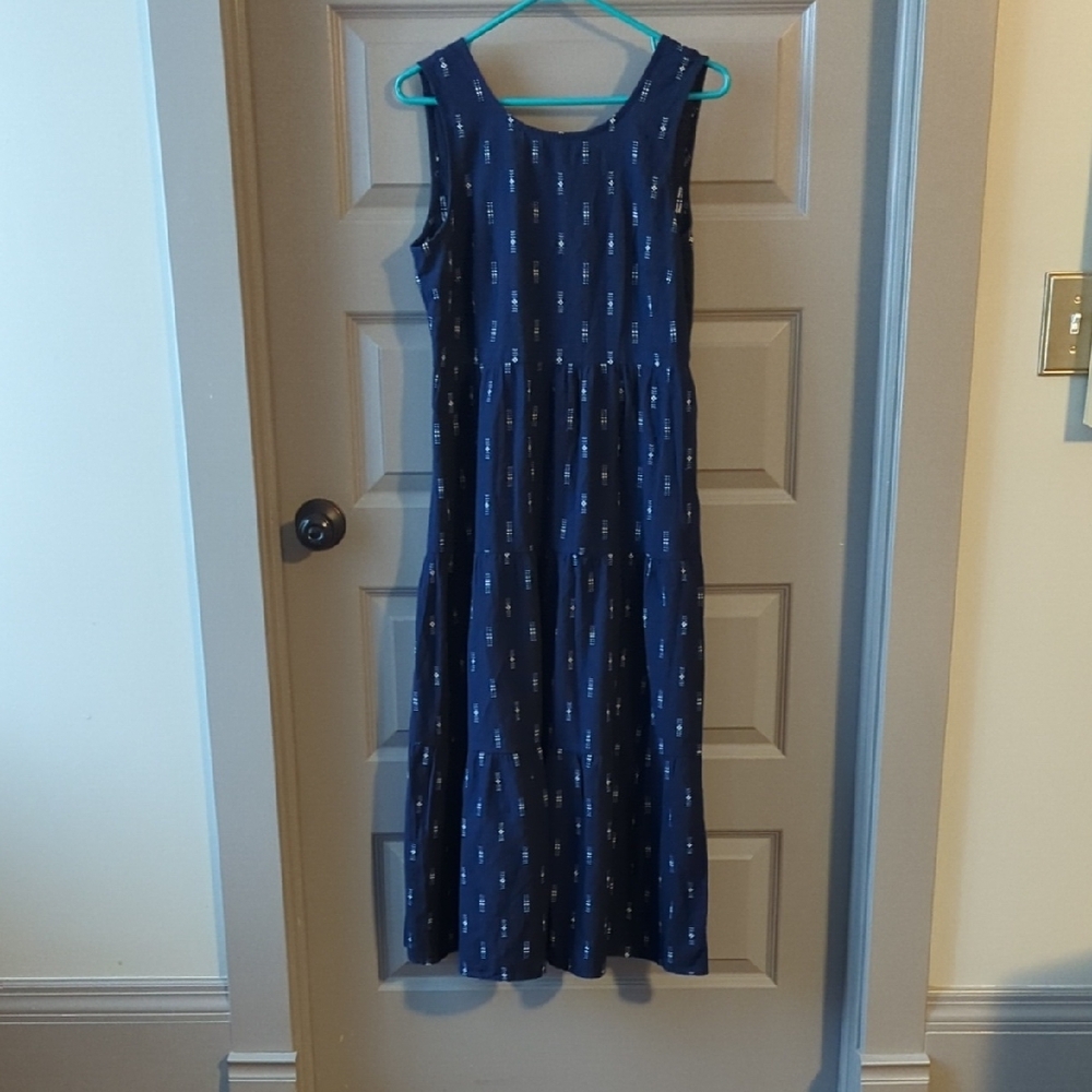 Madewell Navy Blue Embroidered Sleeveless Dress - Perfect For Warmer Weather!!